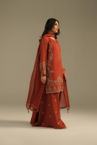 3 Piece Chiffon Embroidered Suit (FL0108)