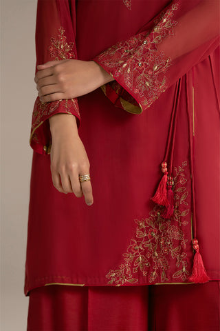 2 Piece Chiffon Embroidered Suit (FL0109)