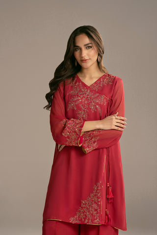 2 Piece Chiffon Embroidered Suit (FL0109)