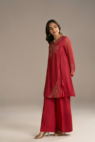 2 Piece Chiffon Embroidered Suit (FL0109)