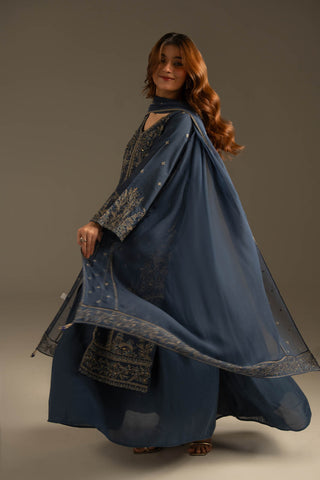 2 Piece Cotton Silk Embroidered Suit (FL0111)