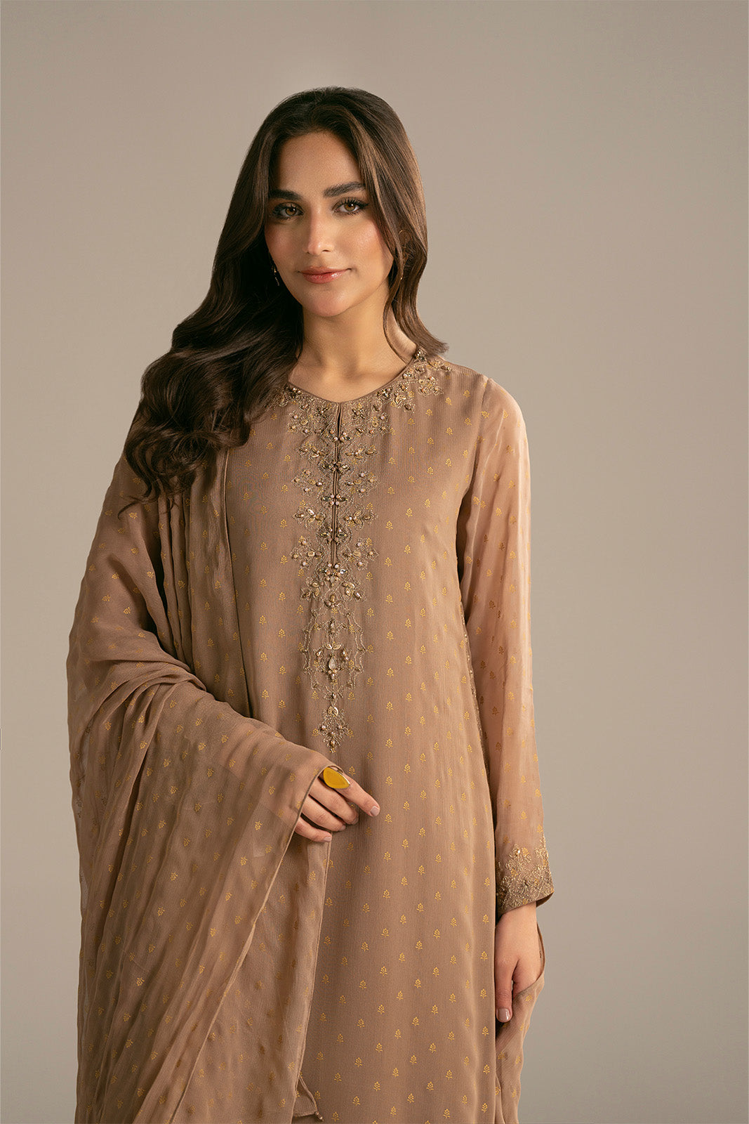 3 Piece Chiffon Embroidered Suit (FL0114)