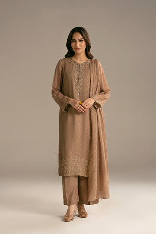 3 Piece Chiffon Embroidered Suit (FL0114)