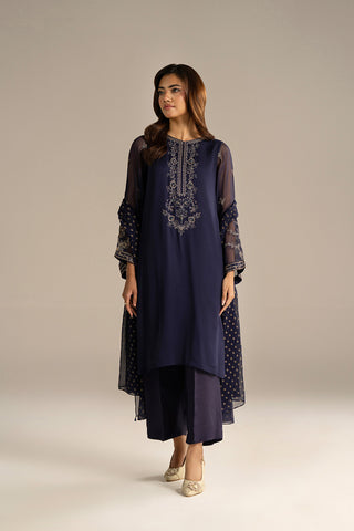 3 Piece Chiffon Embroidered Suit (FL0115)