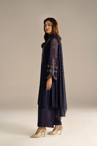3 Piece Chiffon Embroidered Suit (FL0115)