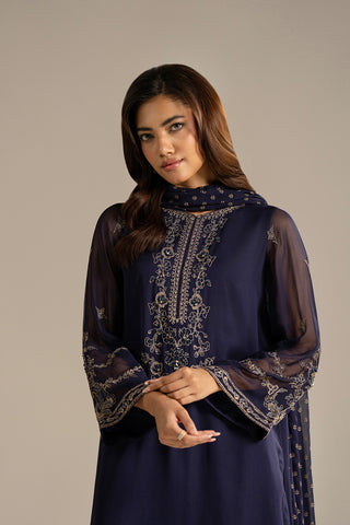 3 Piece Chiffon Embroidered Suit (FL0115)