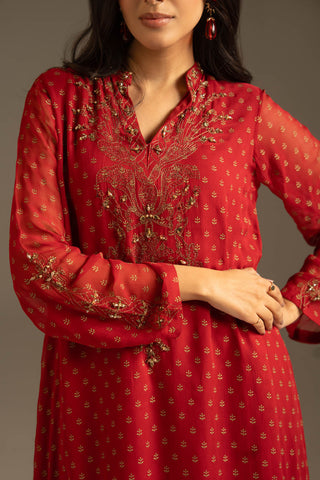 1 Piece Chiffon Embroidered Suit (FL0116)
