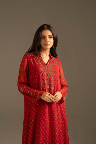 1 Piece Chiffon Embroidered Suit (FL0116)