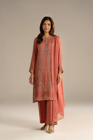 3 Piece Chiffon Embroidered Suit (FL0117)