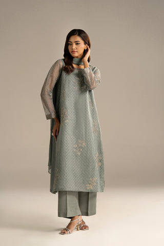 3 Piece Organza Embroidered Suit (FL0119)