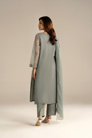 3 Piece Organza Embroidered Suit (FL0119)