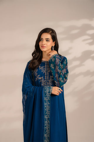 3 Piece Chiffon Embroidered Suit (FL0120)