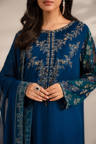 3 Piece Chiffon Embroidered Suit (FL0120)