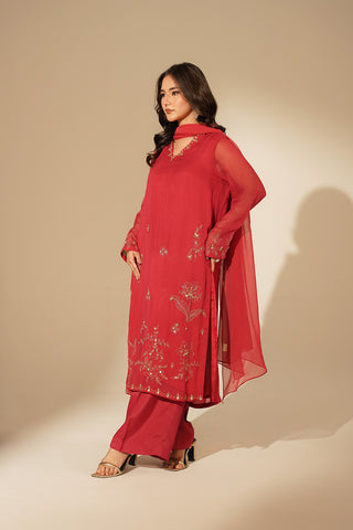3 Piece Chiffon Embroidered Suit (FL0124)
