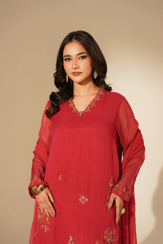 3 Piece Chiffon Embroidered Suit (FL0124)