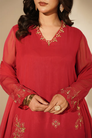 3 Piece Chiffon Embroidered Suit (FL0124)