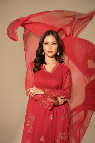 3 Piece Chiffon Embroidered Suit (FL0124)