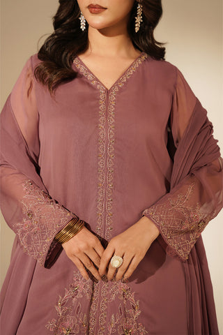 3 Piece Chiffon Embroidered Suit (FL0126)
