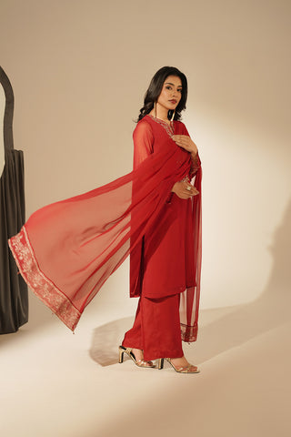 3 Piece Chiffon Embroidered Suit (FL0127)