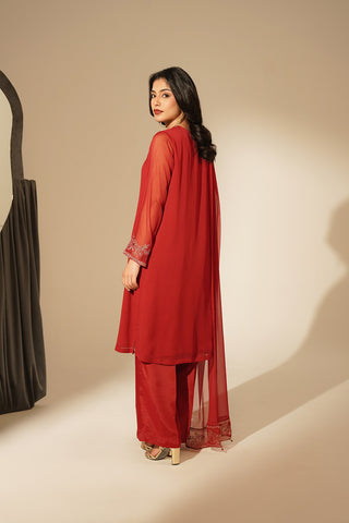 3 Piece Chiffon Embroidered Suit (FL0127)