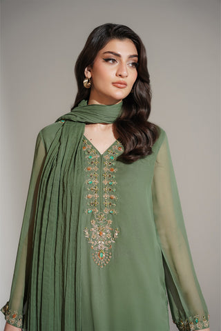 3 Piece Chiffon Embroidered Suit (FL0131)