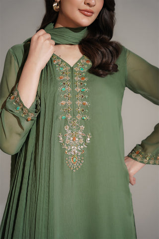 3 Piece Chiffon Embroidered Suit (FL0131)