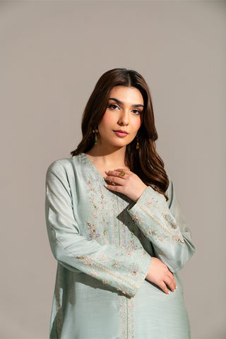 2 Piece Raw Silk Embroidered Suit (FL0132)