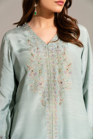 2 Piece Raw Silk Embroidered Suit (FL0132)
