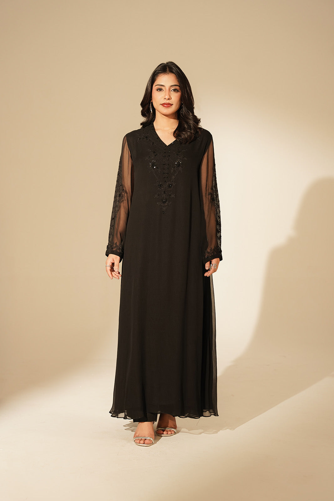 1 Piece Chiffon Embroidered Dress (FL0133)