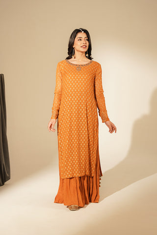 1 Piece Printed Chiffon Embroidered Dress (FL0134)