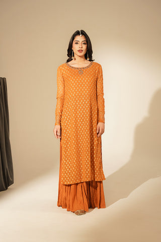 1 Piece Printed Chiffon Embroidered Dress (FL0134)