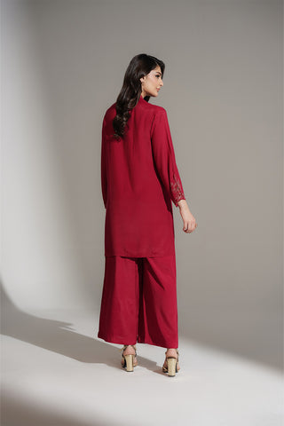 2 Piece Raw Silk Embroidered Suit (FL0140)