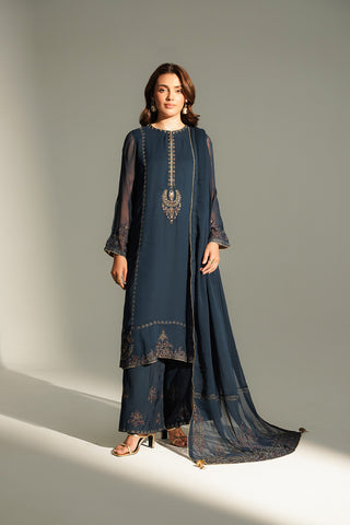 3 Piece Chiffon Embroidered Suit (FL0141)