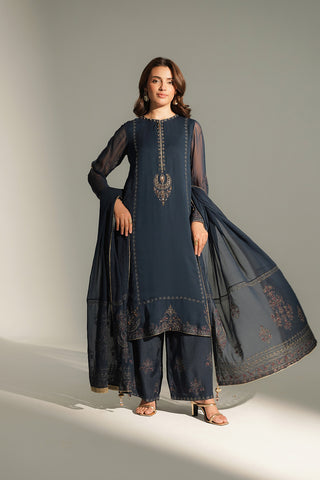 3 Piece Chiffon Embroidered Suit (FL0141)