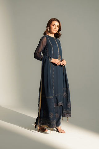 3 Piece Chiffon Embroidered Suit (FL0141)