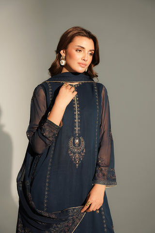3 Piece Chiffon Embroidered Suit (FL0141)