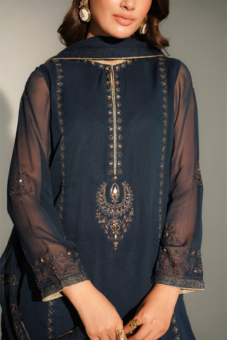 3 Piece Chiffon Embroidered Suit (FL0141)