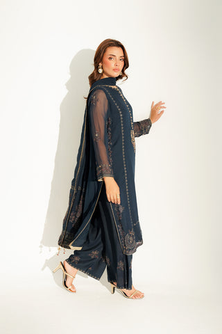 3 Piece Chiffon Embroidered Suit (FL0141)