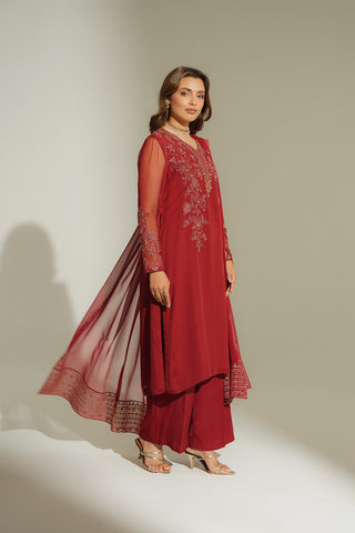 3 Piece Chiffon Embroidered Suit (FL0142)