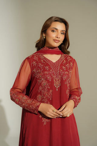 3 Piece Chiffon Embroidered Suit (FL0142)