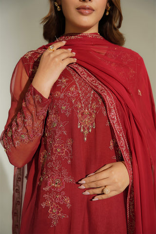 3 Piece Chiffon Embroidered Suit (FL0142)