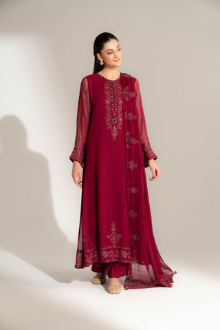 3 Piece Chiffon Embroidered Suit (FL0143)