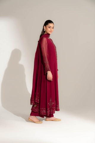 3 Piece Chiffon Embroidered Suit (FL0143)