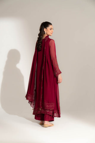 3 Piece Chiffon Embroidered Suit (FL0143)