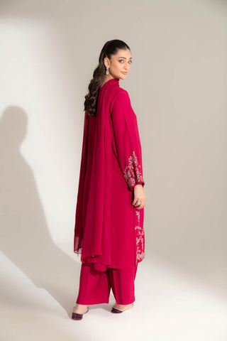 3 Piece Raw Silk Embroidered Suit (FL0144)