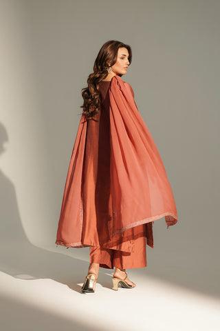 3 Piece Cotton Silk Embroidered Suit (FL0148)
