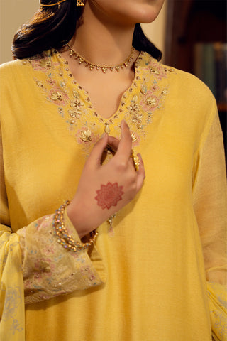 3 Piece Khaddi Net Embroidered Suit (FL0156)