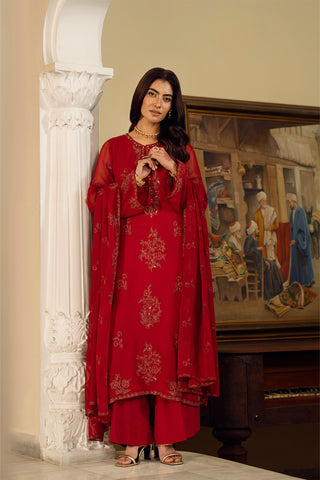 3 Piece Chiffon Embroidered Suit (FL0162)