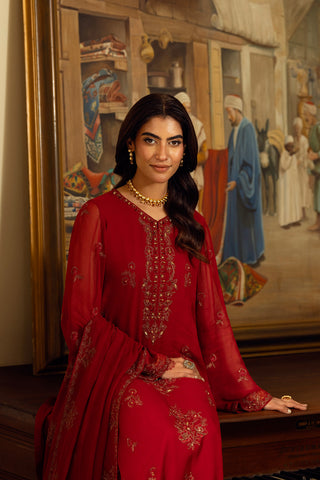 3 Piece Chiffon Embroidered Suit (FL0162)