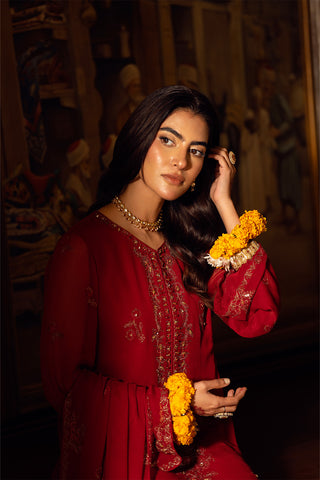 3 Piece Chiffon Embroidered Suit (FL0162)